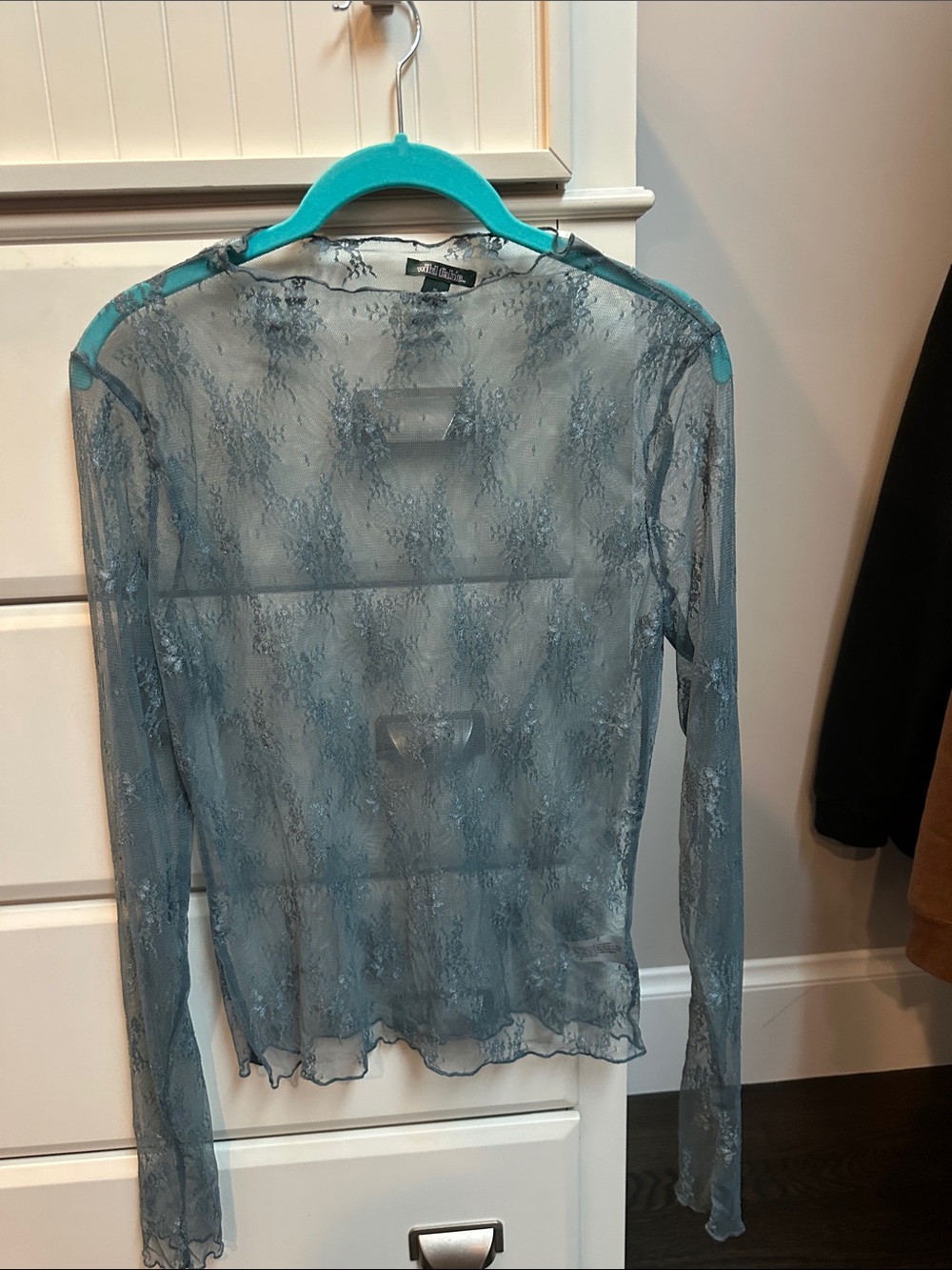 wild fable Sheer Lace Long-Sleeve Top - Dusty Blue
